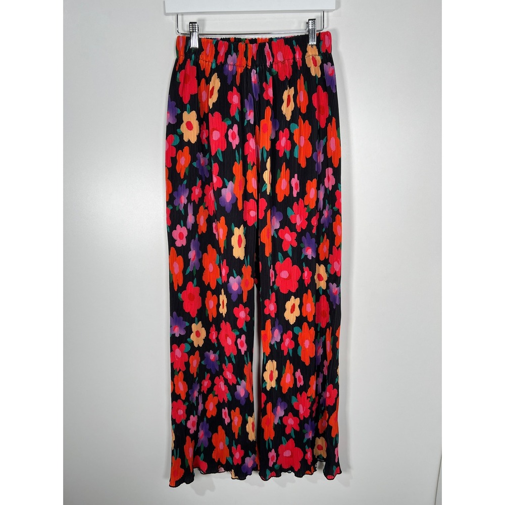 Maximalist Dopamine Flower Pleated Plissé Pleated Wide Leg Pants Boho Large